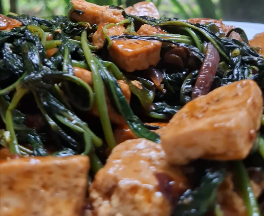 Chinese Spinach with Tofu in Oyster Sauce