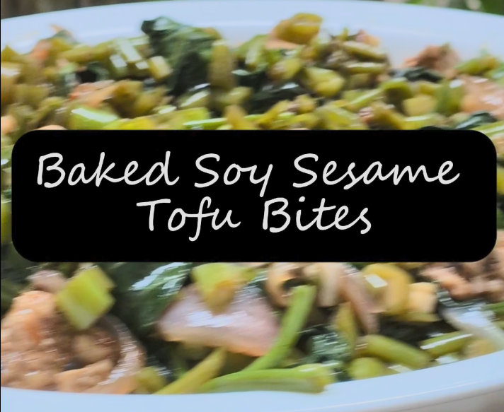 Baked soy sesame tofu bites dish